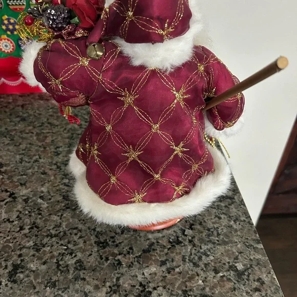 Elegant Holiday Santa Figurine with Red and Gold Accents - Picture 3 of 4
